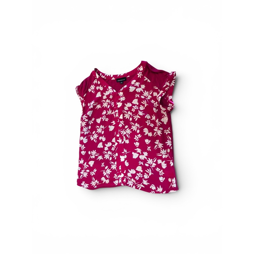 Fortune + Ivy Womens Magenta Floral Cap Sleeve V-Neck Blouse Top Pink Medium